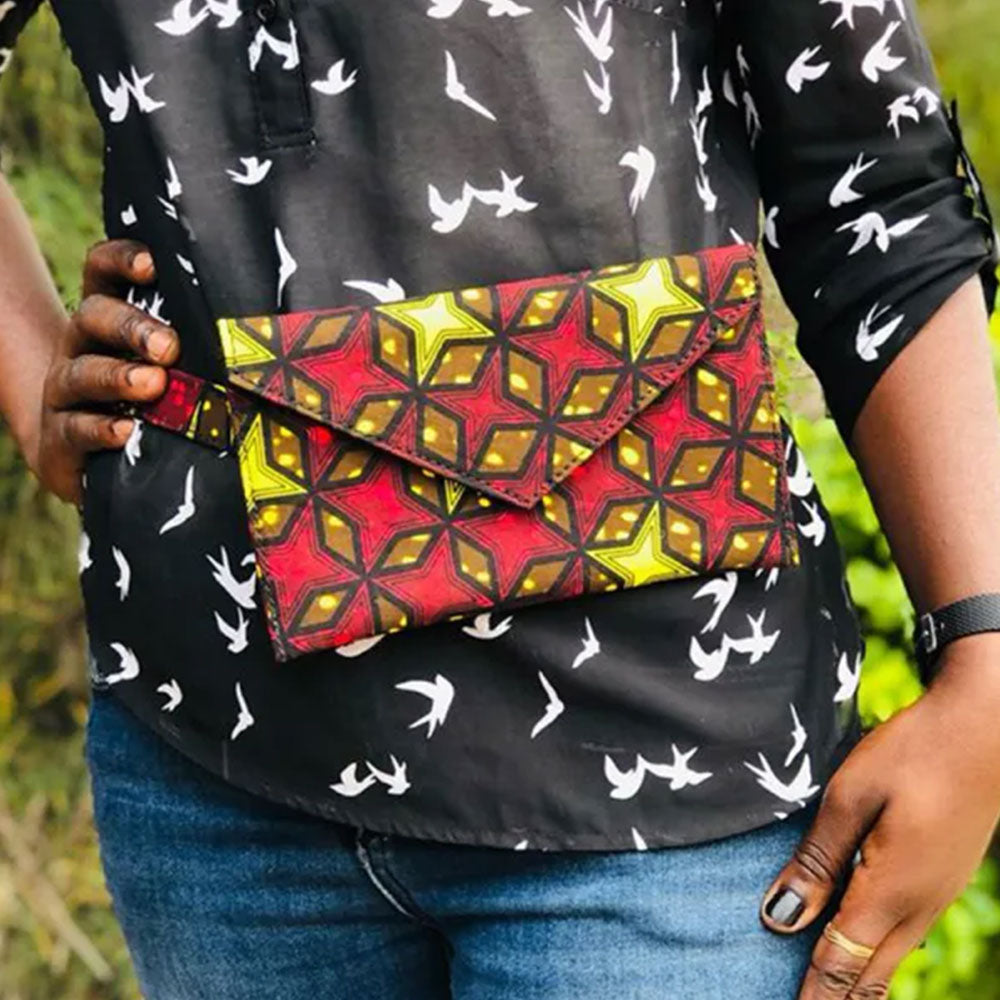 Yellow, Red, Black Ankara Waist Bag